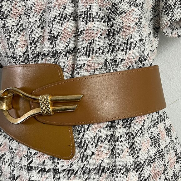 Vintage MAGID belt Brown faux leather belt Women\'s belt size L Retro belt Fancy main image 8